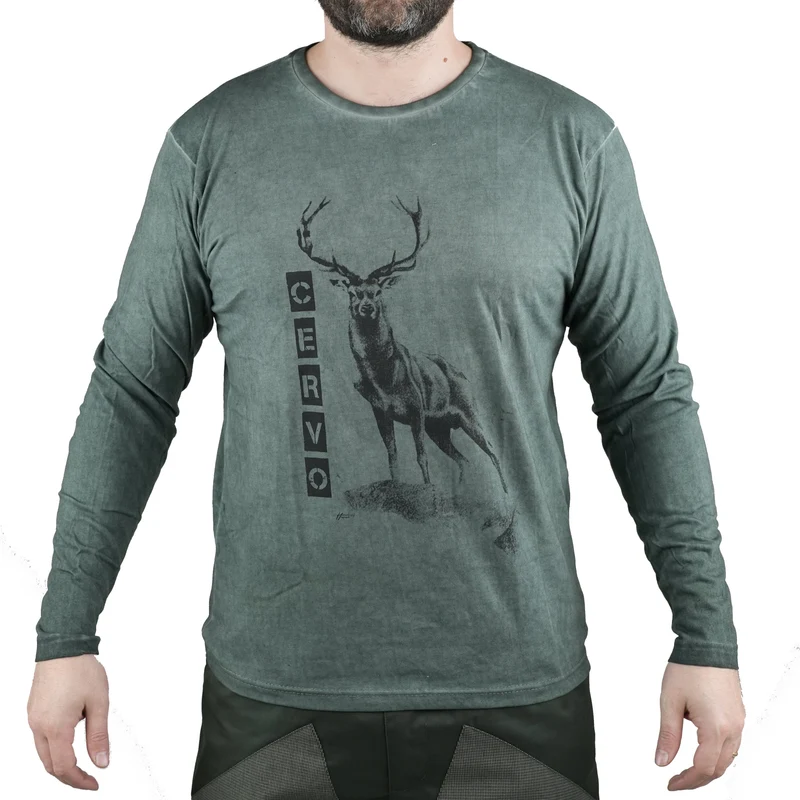 T-Shirt Vient Cervo Lunga Manica 1762 Verde