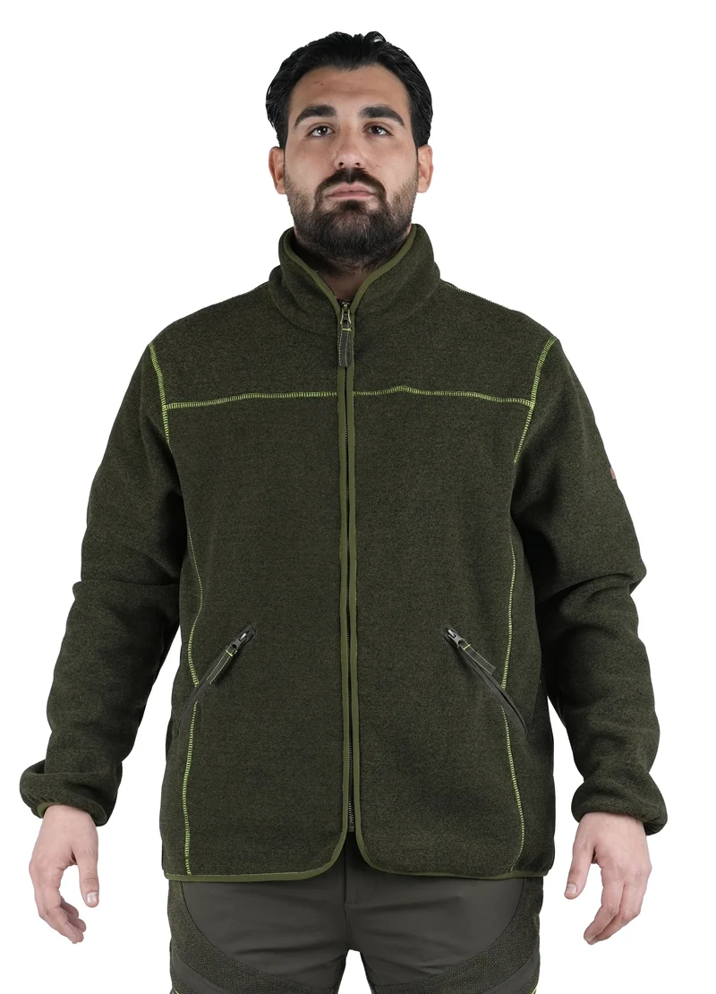 Giacca Masseria In Pile Zip Lunga 08 Verde Fluo
