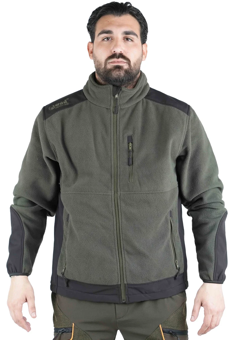 Pile Vient Zip Lunga Con Rinforzi New 11 Verde/Nero