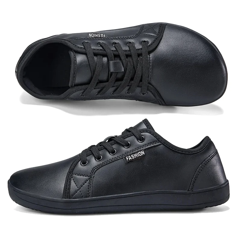 Scarpe da ginnastica comode in pelle con punta larga e minimalista da uomo