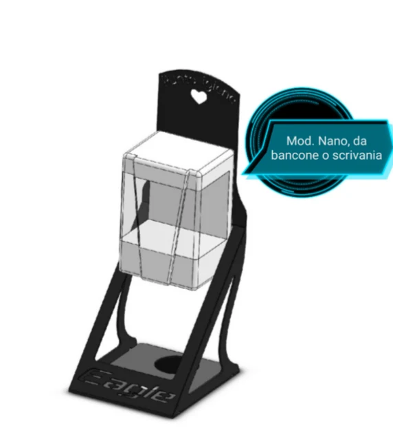 Supporto da tavolo con dispenser automatico di liquido disinfettante per mani