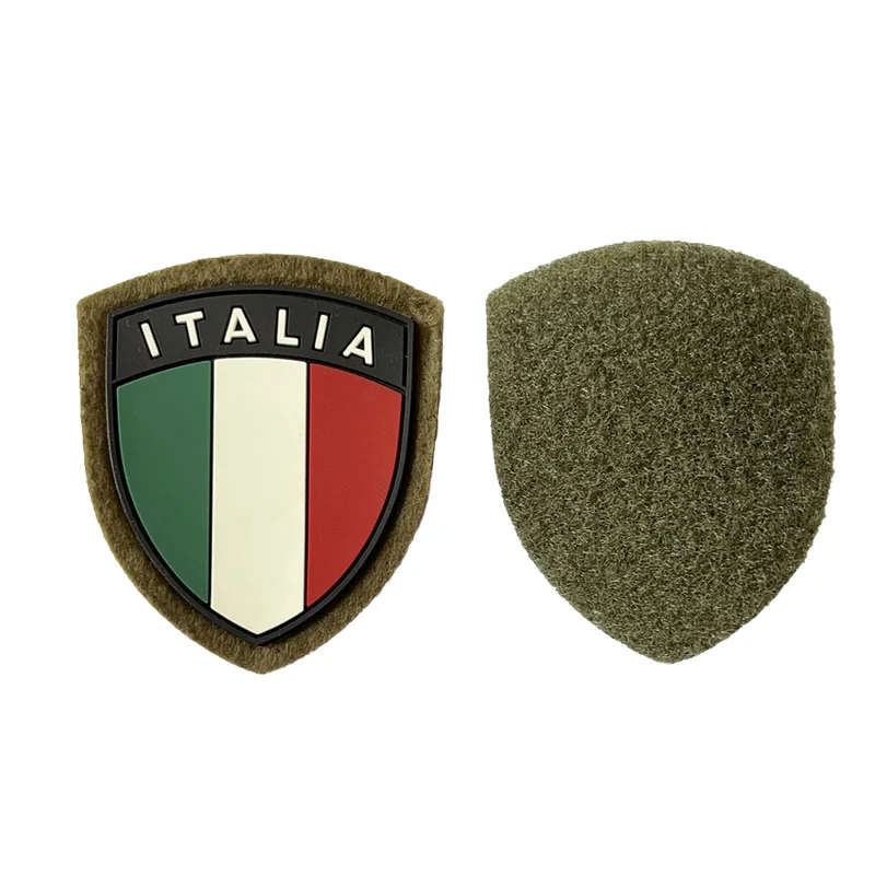 Toppa Patch 3D Pvc Scudetto Italia Su Panno Oliva