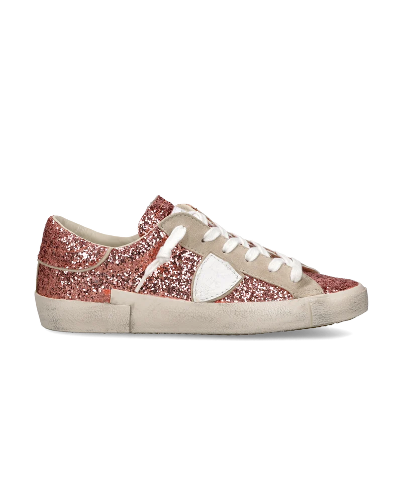 Sneakers Prsx Women with glitter upper, Pink