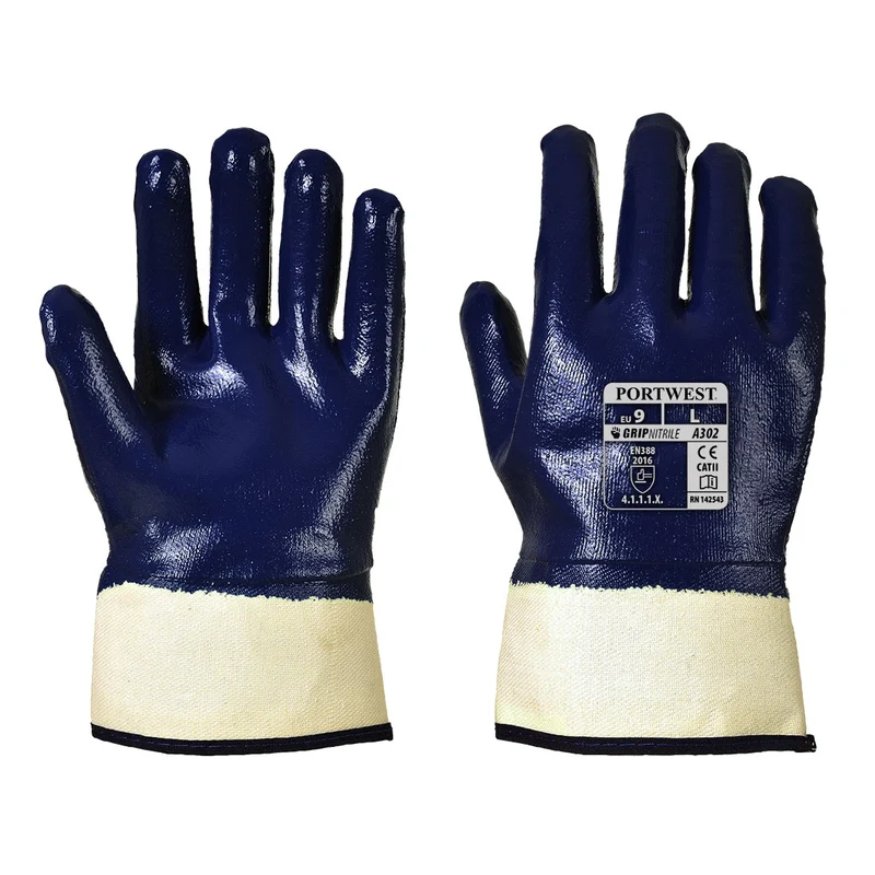 Guanto NBR completamente ricoperto con manichetta (Pk12)