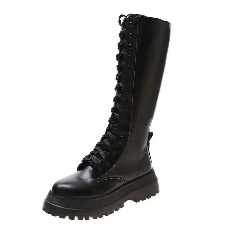 Stivali da motociclista da donna, zeppe, scarpe basse