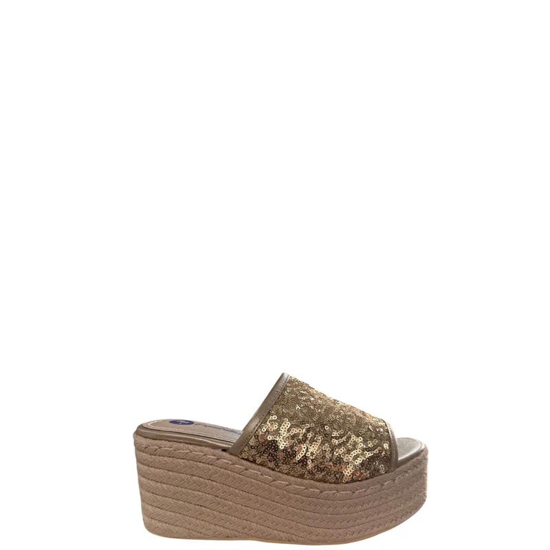 Ciabatte donna "Espadrillas" VALENCIA Collezione Primavera/Estate 2026 - Beige e Oro