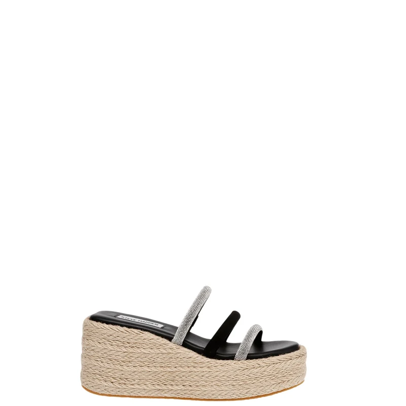 Ciabatte zeppa donna "Steve Madden" KEY WEST Collezione Primavera/Estate 2026 - Nero e argento