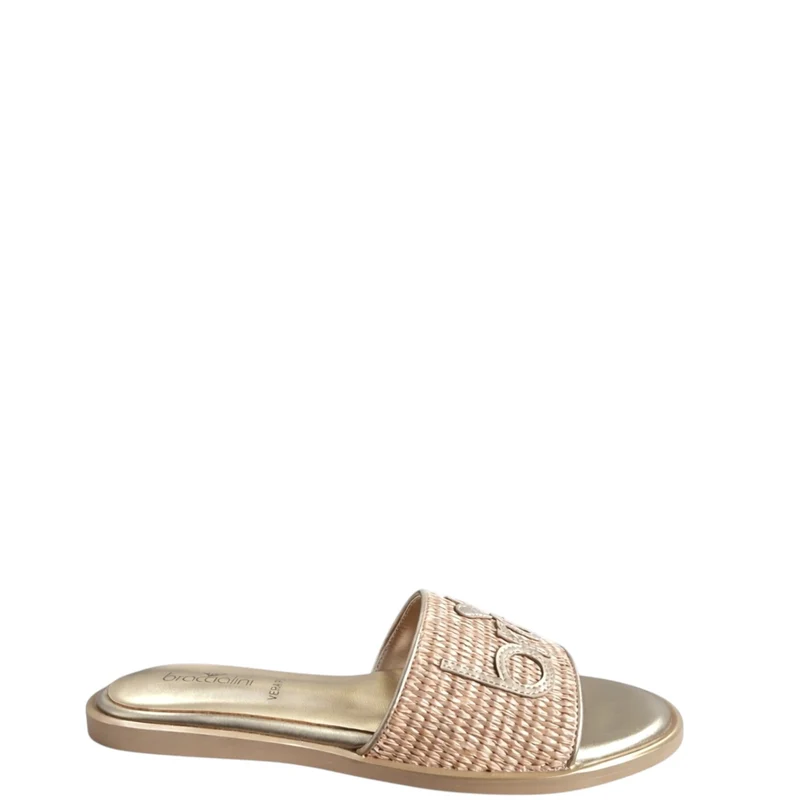 Ciabatte donna "Braccialini" BA92 Collezione Primavera/Estate 2026 - Platino e Beige