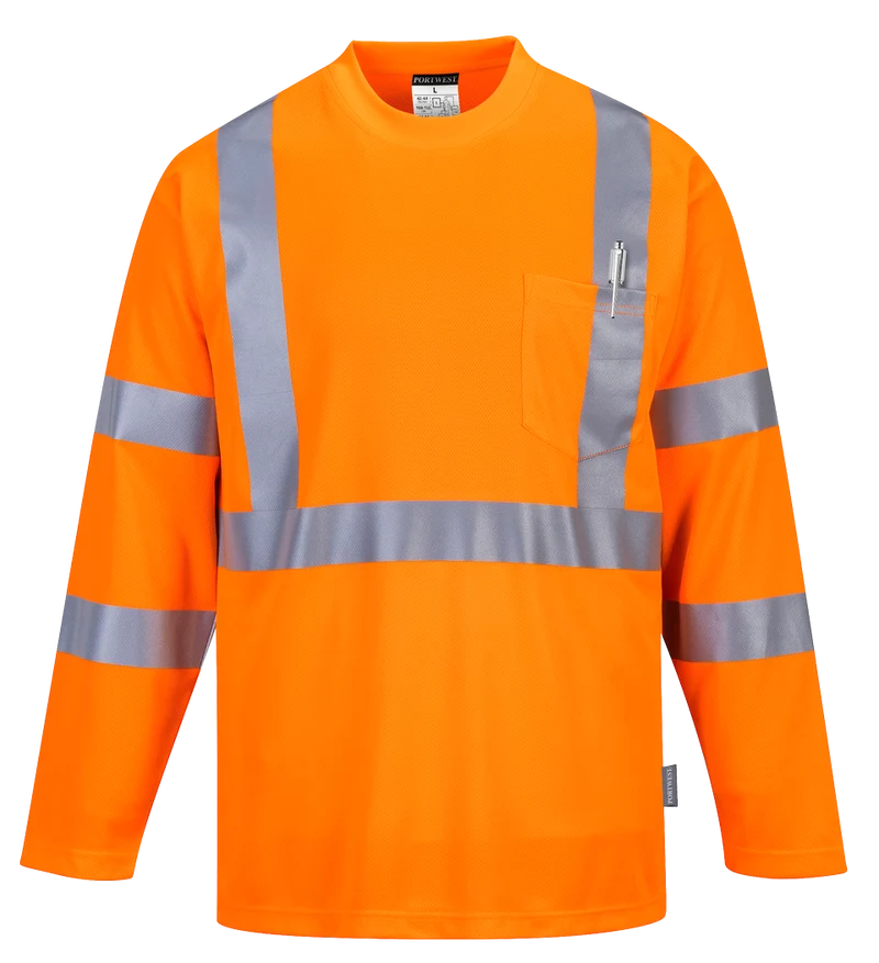 T-Shirt con taschino maniche lunghe Alta Visibilità