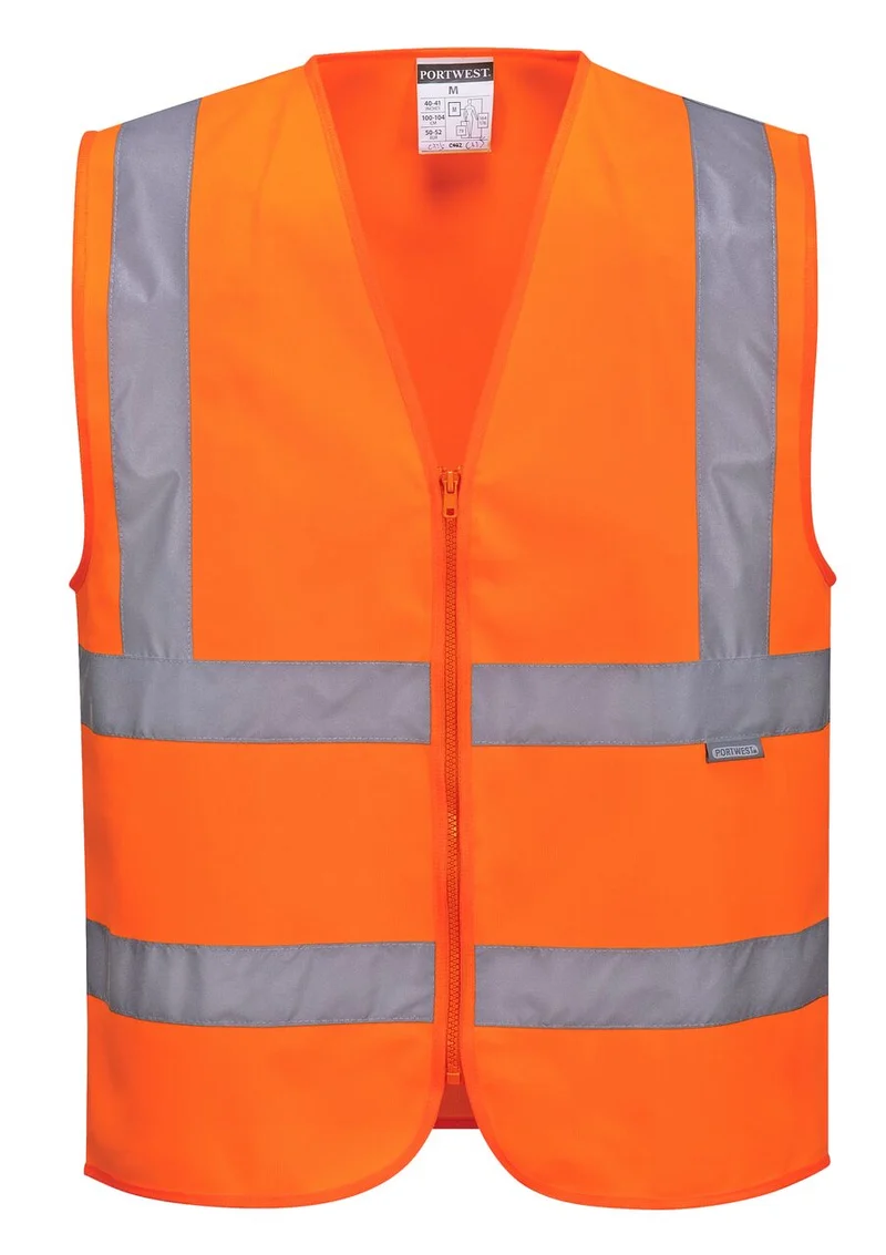 Gilet due bande orizzontali e verticali con Zip Alta Visibilità