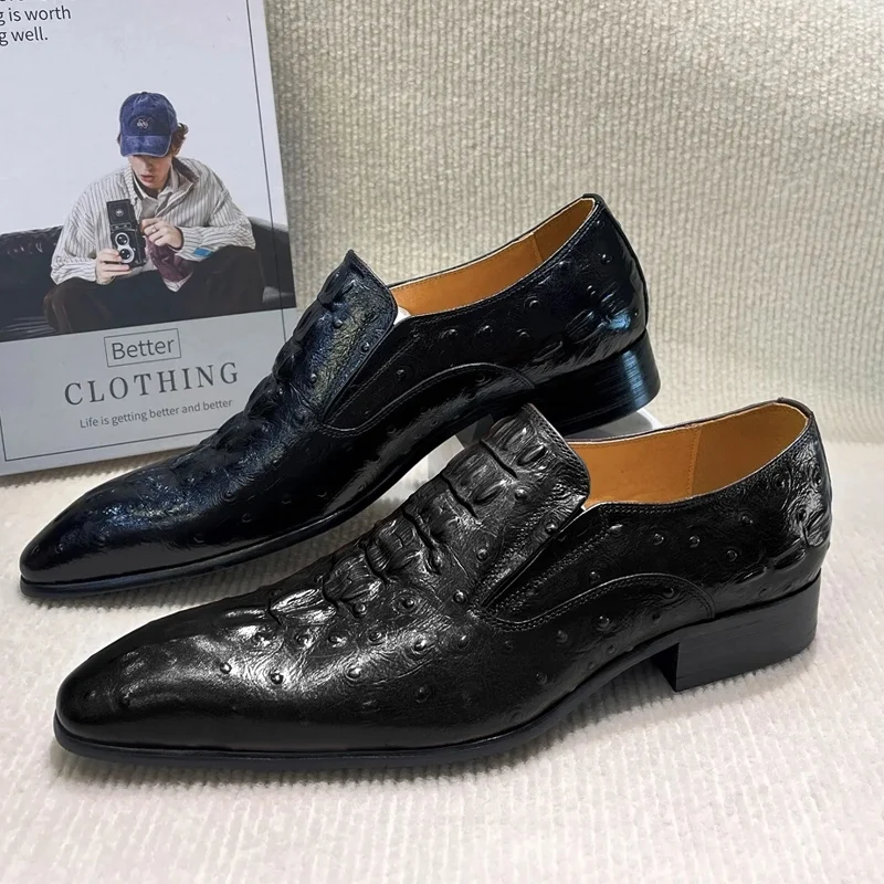 Mocassini da uomo formali in pelle Oxford con motivo pitone
