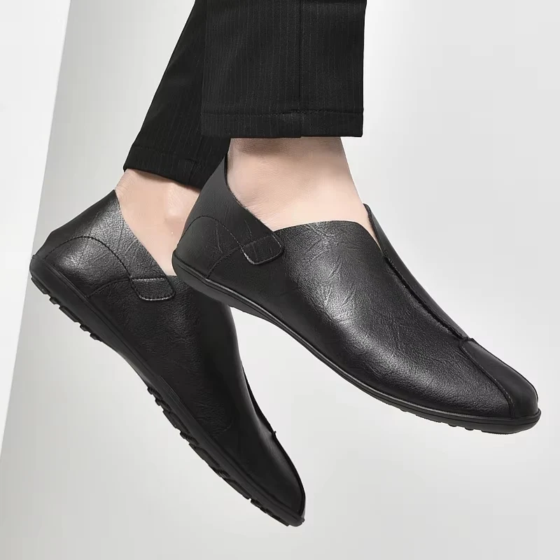 Mocassini da uomo classici vintage slip on con punta tonda