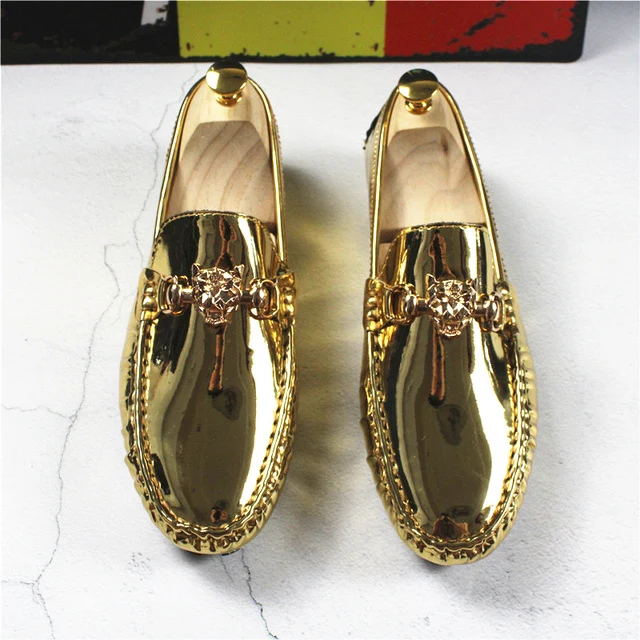 Moda giovane scarpe casual mocassini scarpe da uomo argento dorato
