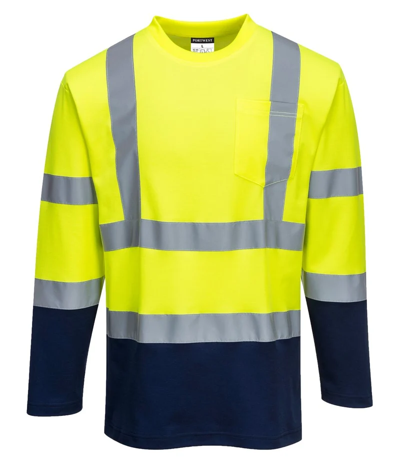 T-Shirt Bicolore Cotton Comfort maniche lunghe Alta Visibilità