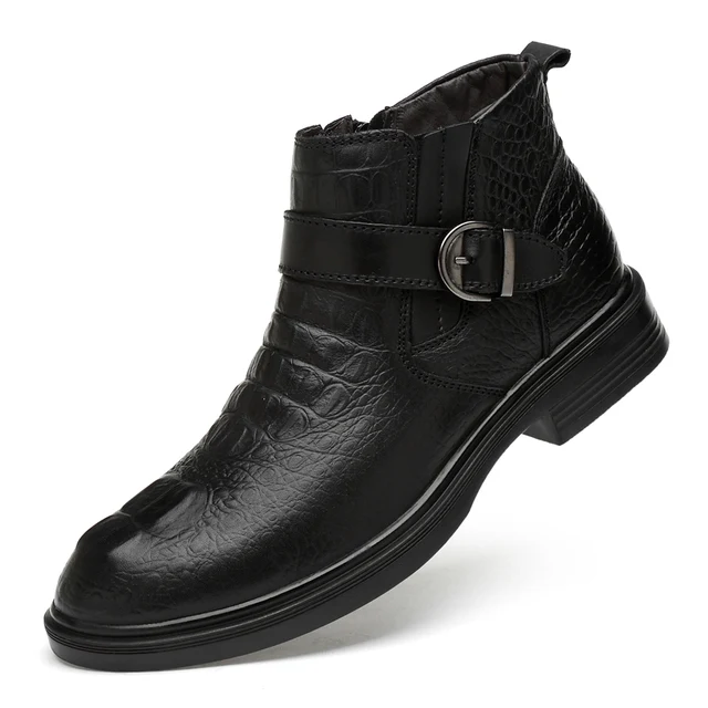 Scarpe stivali da uomo in pelle di coccodrillo