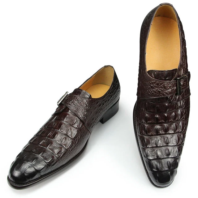 Scarpe da cerimonia da uomo in vera pelle con motivo coccodrillo