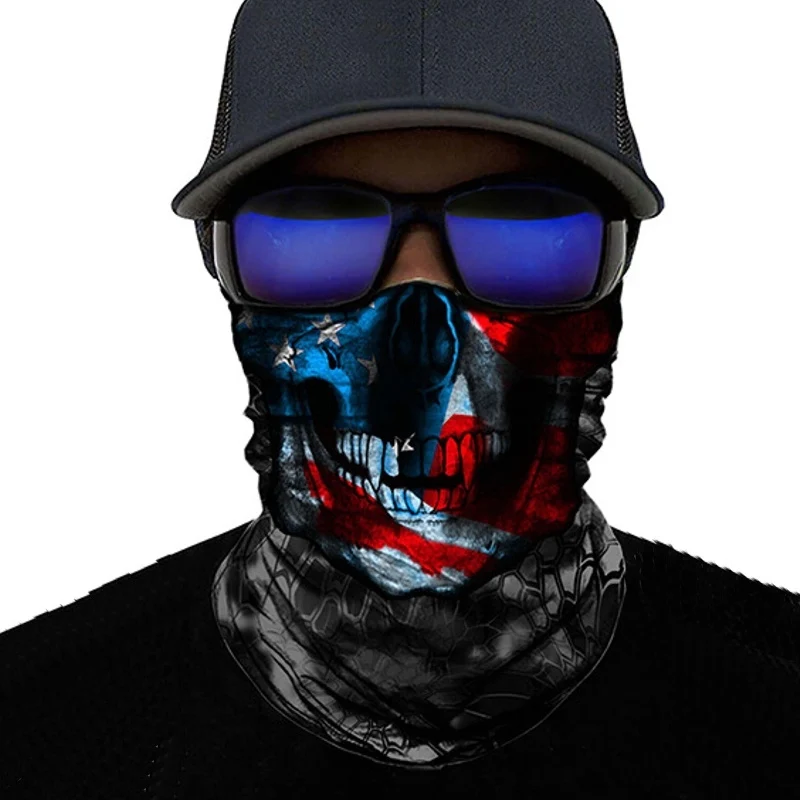 Bavaglino con maschera facciale per cappuccetto con turbante magico con stampa digitale e teschio
