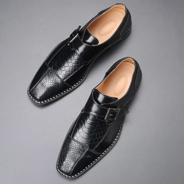 Scarpe brogue da uomo in pelle fiore di serpente da lavoro