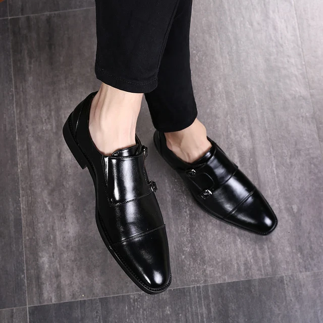 Scarpe derby da uomo con cinturino con fibbia