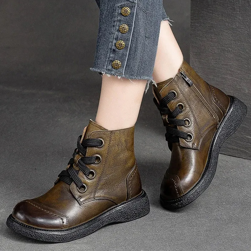 Stivaletti in pelle marrone da donna