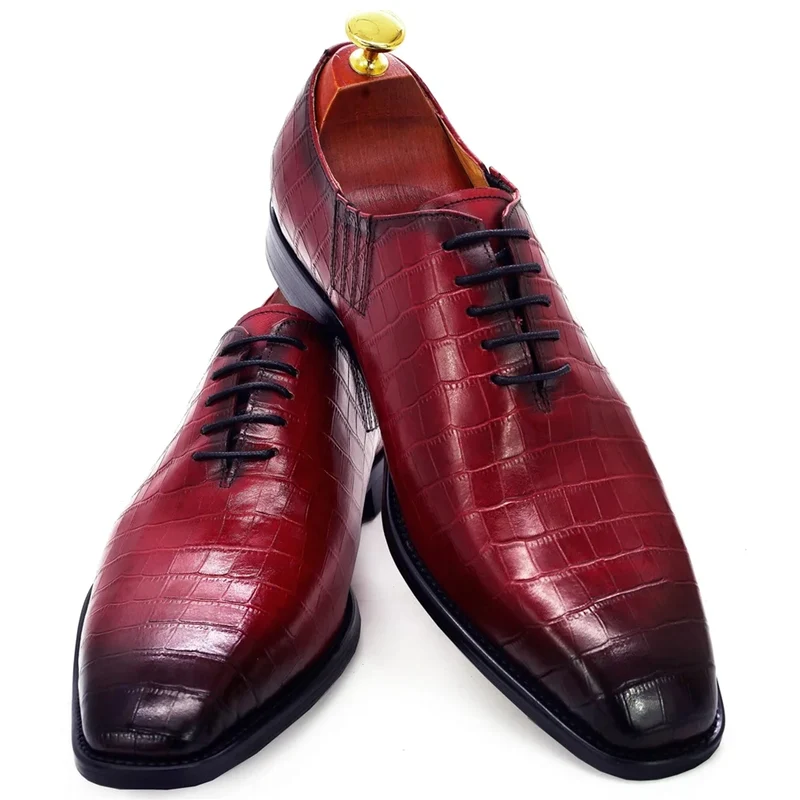 Scarpe da uomo Scarpe Oxford classiche con stampa coccodrillo fatte a mano