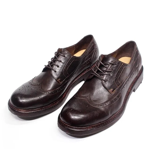 Scarpe eleganti derby da uomo con punta in morbida pelle di vitello e vera pelle