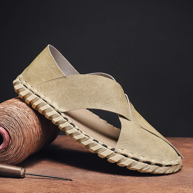 Sandali da uomo in pelle casual Pantofole da esterno