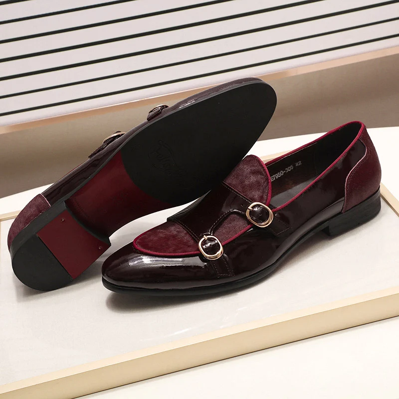 Mocassini da uomo Scarpe eleganti rosso vino da uomo