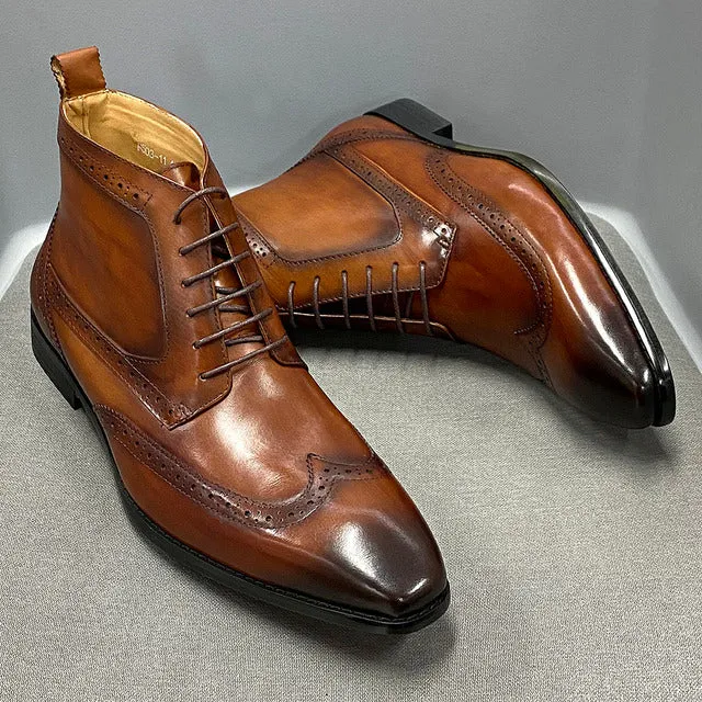Stivale classico da uomo in vera pelle di vacchetta