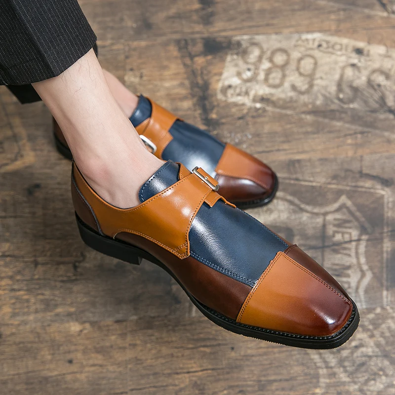 Scarpe Oxford da uomo in ecopelle con doppia fibbia