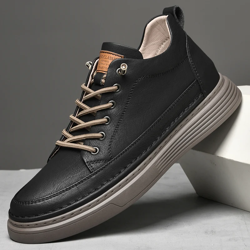 Scarpe sportive da uomo in vera pelle con aumento dell'altezza
