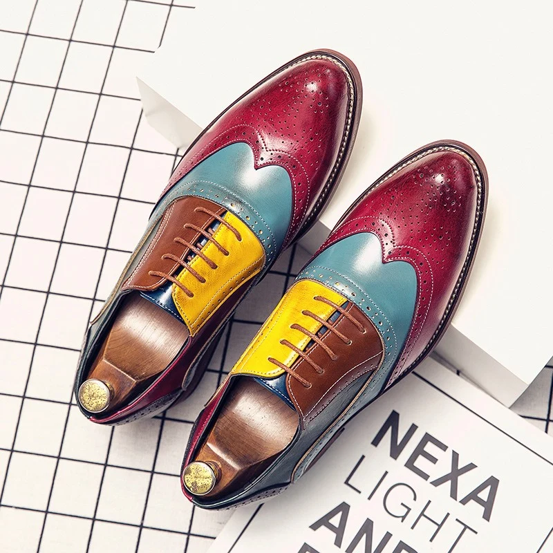Scarpe Oxford per uomo Scarpe eleganti da lavoro colorate con lacci