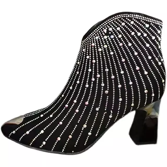 Stivaletti da donna alla moda con strass per l'autunno/inverno alla moda