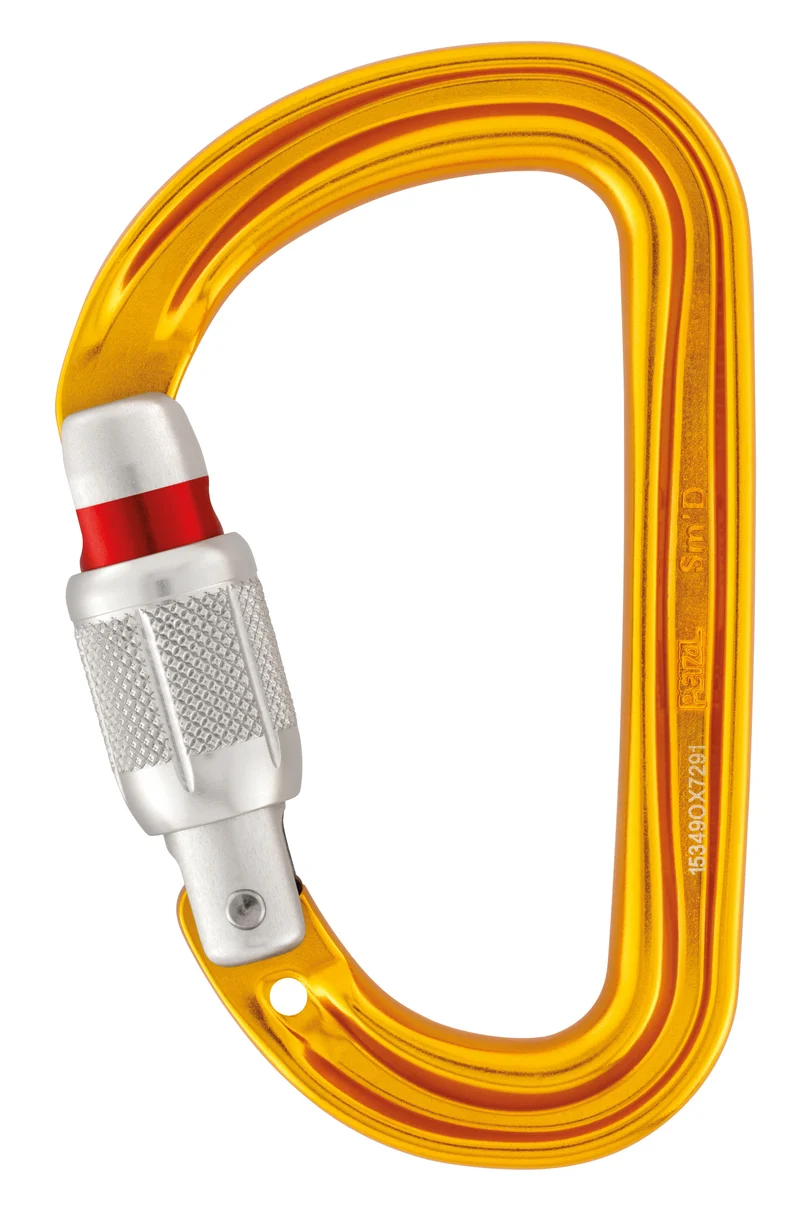 PETZL Sm’D - Moschettone con ghiera di bloccaggio, compatto e leggero, forma a D, molto polivalente
