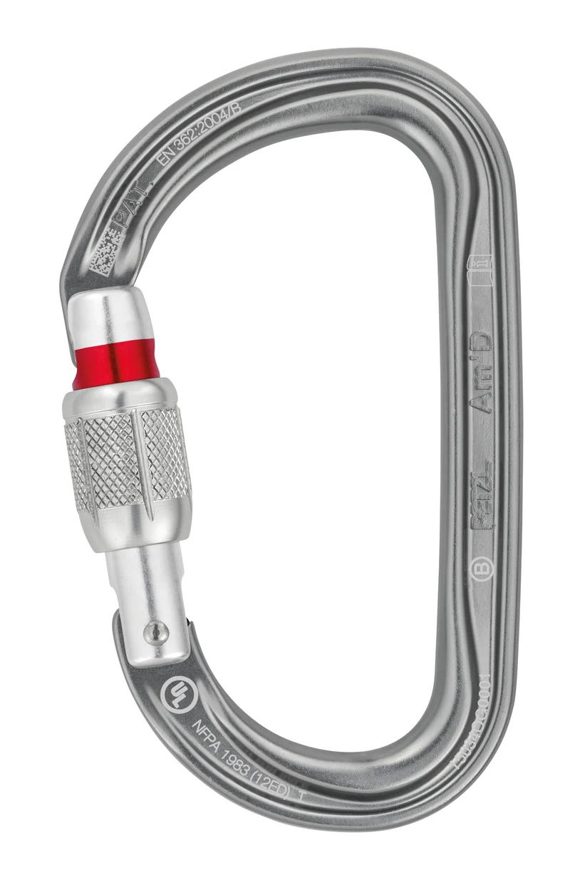 PETZL Am’D - Moschettone con ghiera forma a D per collegare dei dispositivi sull’imbracatura