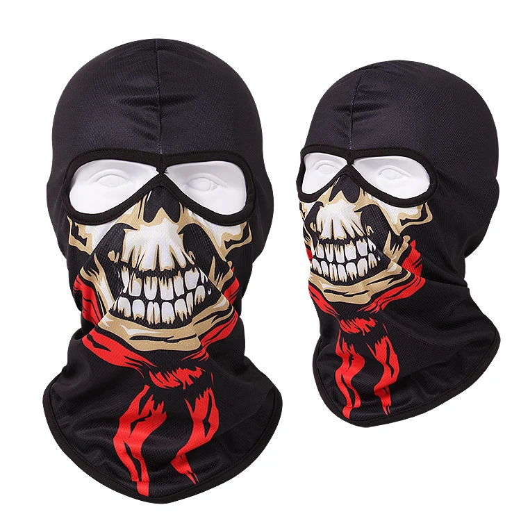 Maschera da motociclista con maschera copricapo teschio