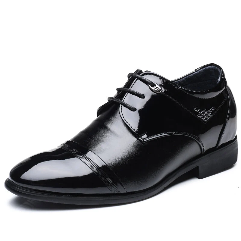 Scarpe eleganti da uomo in pelle con tacco alto e tacco alto antiscivolo in pelle