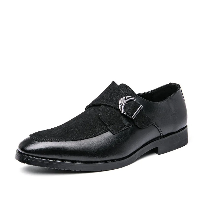 Scarpe eleganti da uomo casual da uomo indossabili in pelle scamosciata sintetica con fibbia in metallo retrò