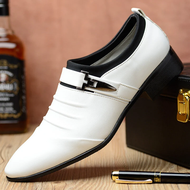 Business Folds Scarpe eleganti da uomo in pelle microfibra antiscivolo