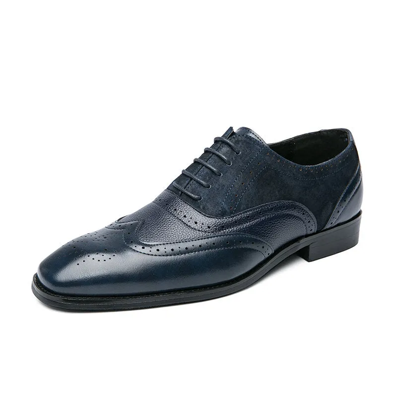 Abito da uomo in pelle da lavoro Scarpe eleganti stringate con punta quadrata color block