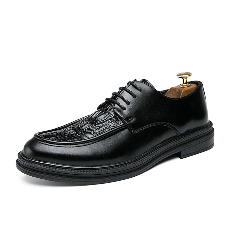 Scarpe eleganti da uomo in pelle di vacchetta con motivo a coccodrillo speziato