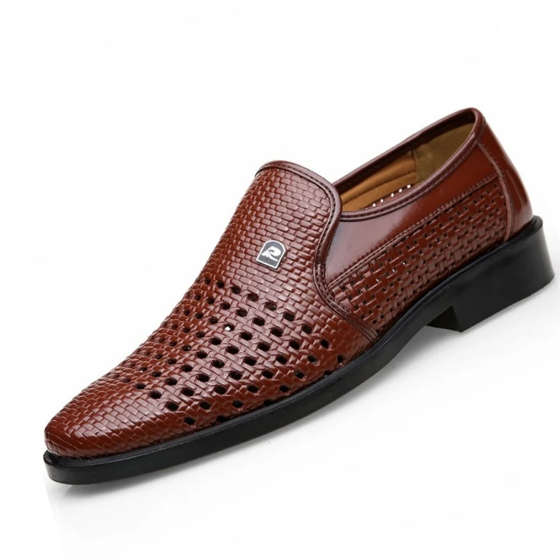 Scarpe eleganti da uomo casual da lavoro in microfibra in pelle cava
