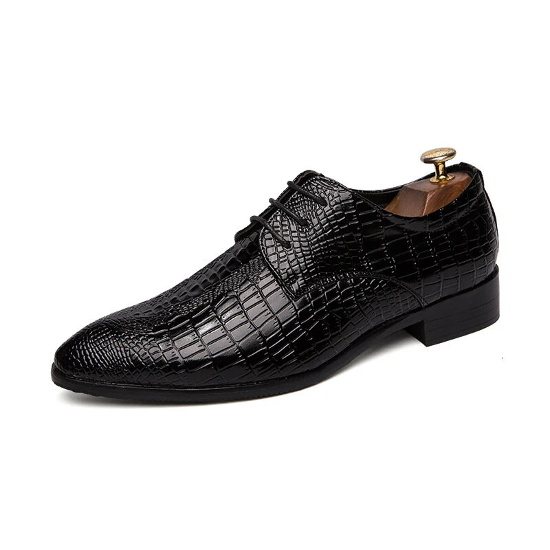 Vene di coccodrillo Abito da uomo d'affari a punta con lacci e scarpe eleganti da uomo
