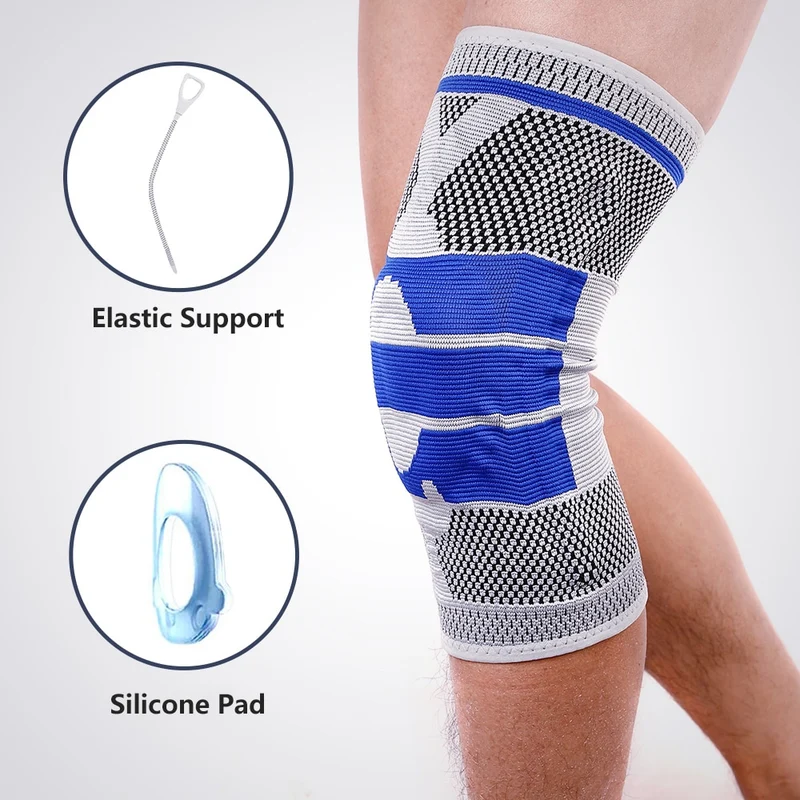 Supporti per il ginocchio Tutore Cuscinetti in silicone Supporto per alleviare l'artrite Basket Pallavolo Protezione per il ginocchio Palestra Fitness