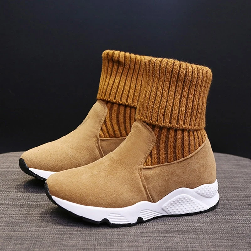 Calze invernali da donna Stivaletti Stivaletti Scarpe da donna Piattaforma in peluche da donna Stivali da donna con due indumenti