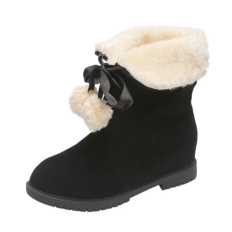 Scarpe da neve calde in pelle grezza invernale Stivali da donna Stivali a metà polpaccio in pelliccia di peluche Stivali in velluto Scarpe Stivaletti Donna
