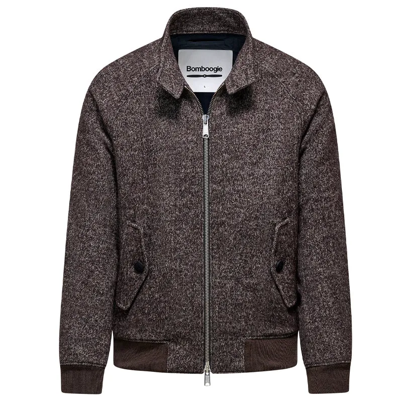 Giacca uomo bomber lana spigato